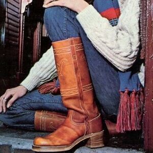 Vintage 70s Longhorn Stitched Campus Frye Style Boots Women’s 8